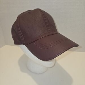 Classic Brown Leather Baseball Cap